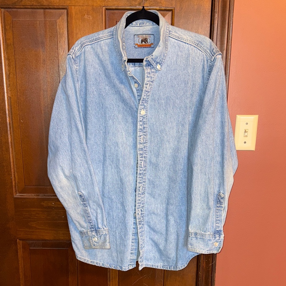 Light Blue Denim Button-Up Shirt
